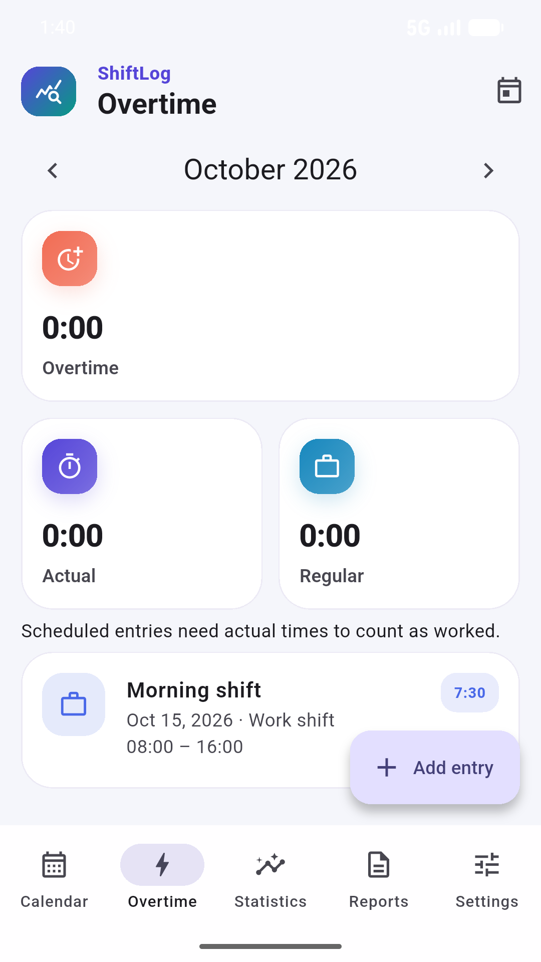 ShiftLog overtime